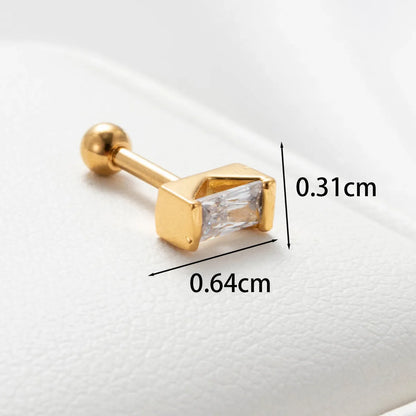 1 Piece Casual Simple Style Geometric Inlay Copper Zircon Ear Studs