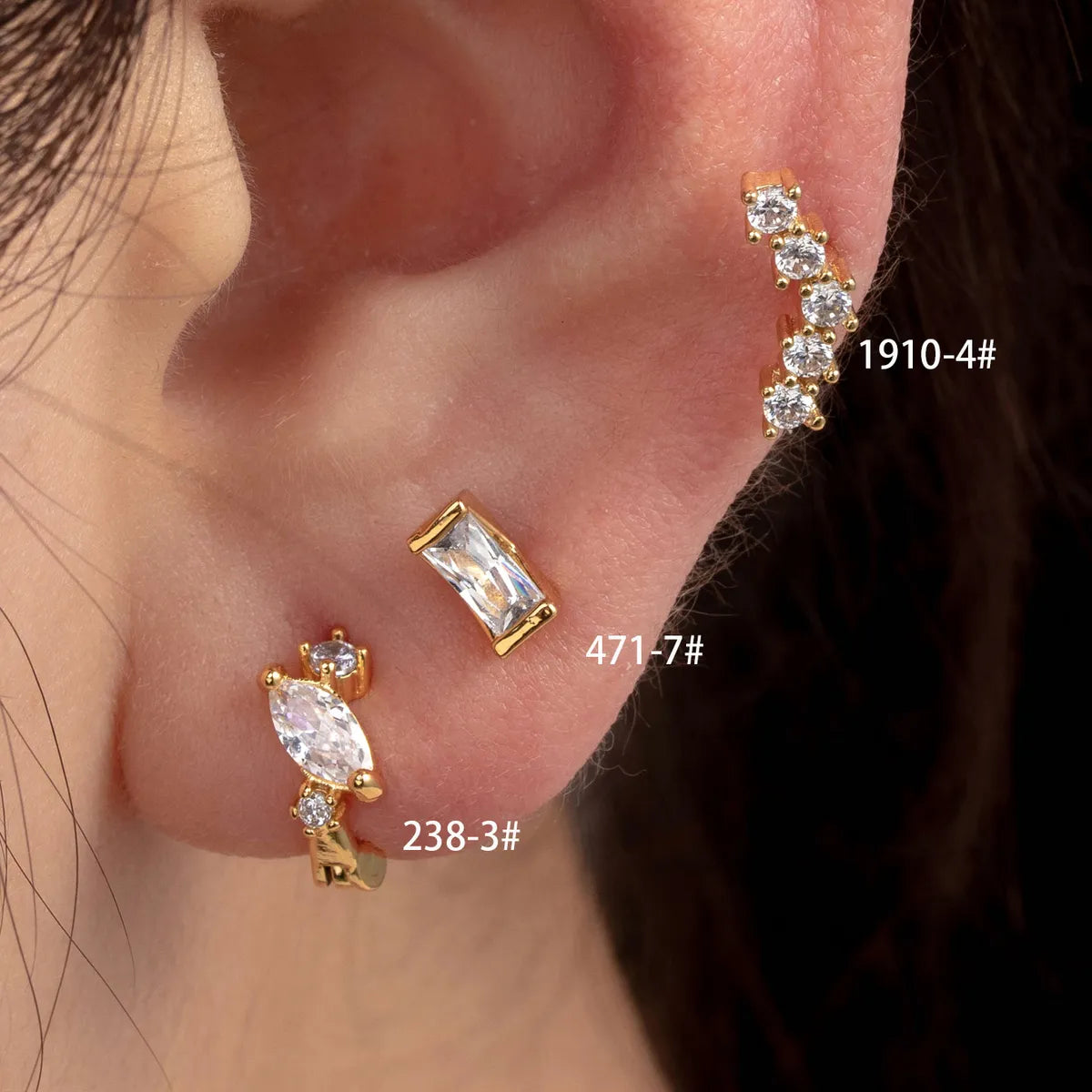 1 Piece Casual Simple Style Geometric Inlay Copper Zircon Ear Studs