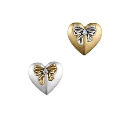 1 Piece Casual Simple Style Heart Shape Bow Knot Copper Ear Studs