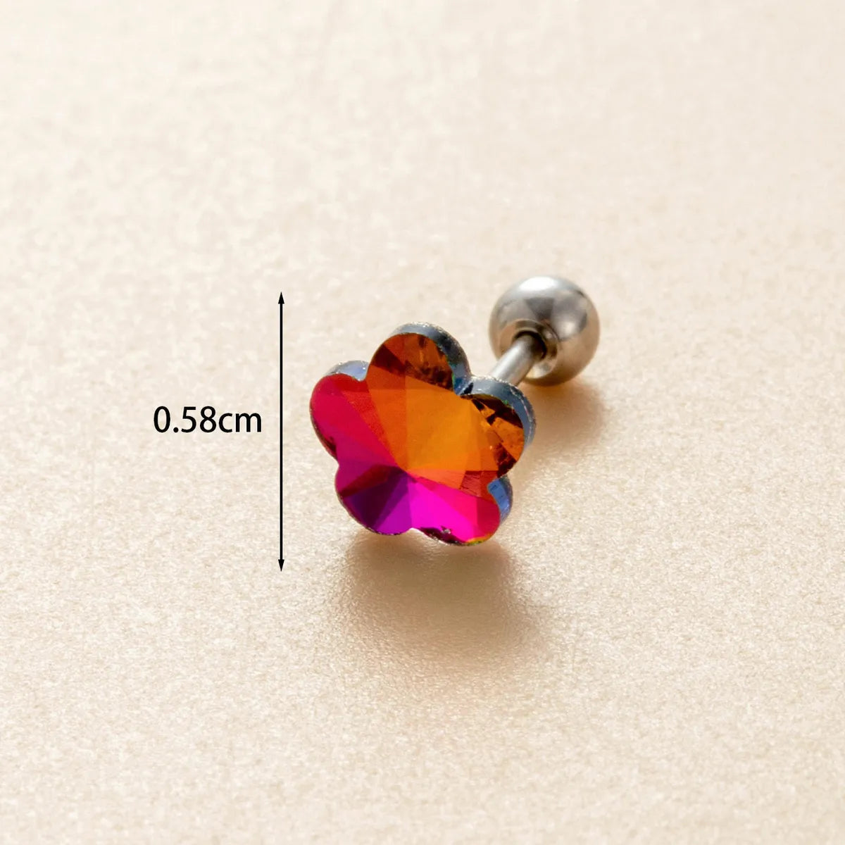 1 Piece Casual Simple Style Heart Shape Flower Rhombus Inlay 316 Stainless Steel  Zircon Ear Studs