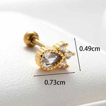 1 Piece Casual Simple Style Heart Shape Plating Inlay Copper Zircon Ear Studs