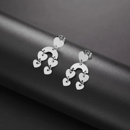 1 Piece Casual Simple Style Heart Shape Plating Stainless Steel Drop Earrings