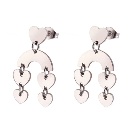 1 Piece Casual Simple Style Heart Shape Plating Stainless Steel Drop Earrings