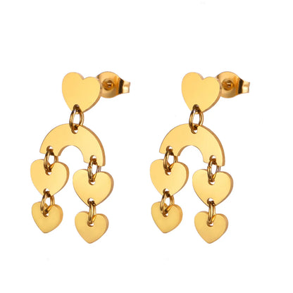 1 Piece Casual Simple Style Heart Shape Plating Stainless Steel Drop Earrings