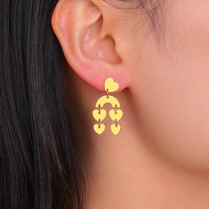 1 Piece Casual Simple Style Heart Shape Plating Stainless Steel Drop Earrings