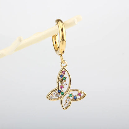 1 Piece Casual Simple Style Shiny Animal Eye Snake Inlay 304 Stainless Steel Copper Zircon 18K Gold Plated Drop Earrings