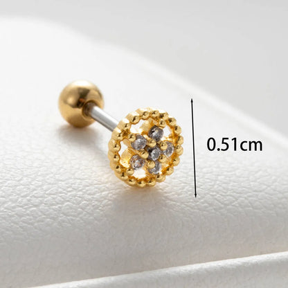 1 Piece Casual Simple Style Star Flower Plating Inlay Copper Zircon Earrings