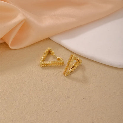 1 Piece Casual Simple Style Triangle Copper Silver Plated Hoop Earrings