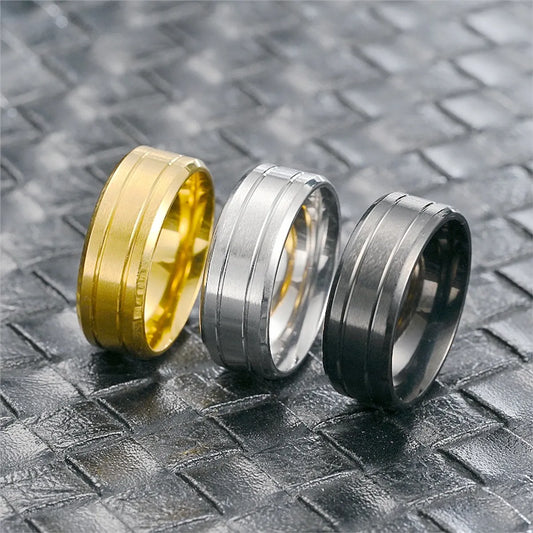 Wholesale Jewelry Casual Solid Color Titanium Steel 18K Gold Plated Polishing Rings