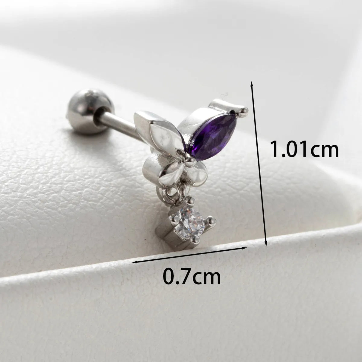 1 Piece Casual Sweet Flower Butterfly Inlay Copper Zircon Ear Studs Cartilage Earrings