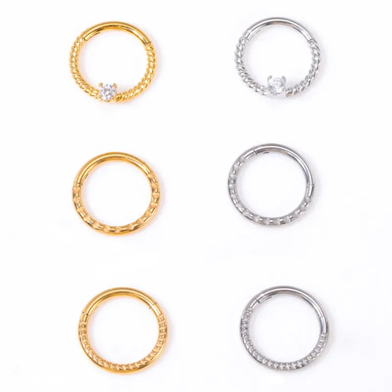 Casual Waves Stainless Steel Plating Inlay Zircon Nose Ring