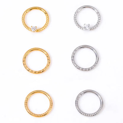 Casual Waves Stainless Steel Plating Inlay Zircon Nose Ring