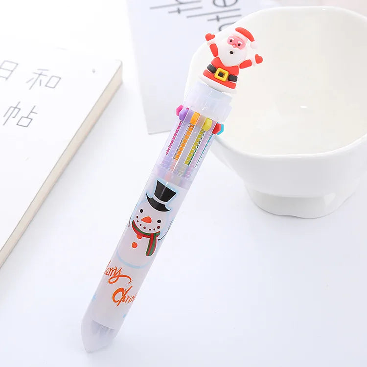 1 Piece Christmas Hat Christmas Tree Santa Claus Class Learning Christmas Ball Pen Refill Plastic Cute Ballpoint Pen