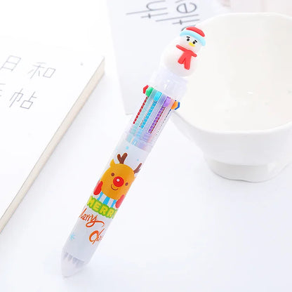 1 Piece Christmas Hat Christmas Tree Santa Claus Class Learning Christmas Ball Pen Refill Plastic Cute Ballpoint Pen