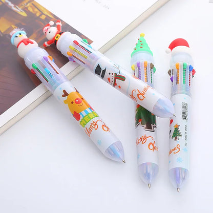 1 Piece Christmas Hat Christmas Tree Santa Claus Class Learning Christmas Ball Pen Refill Plastic Cute Ballpoint Pen