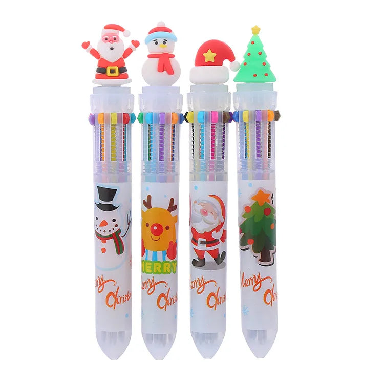 1 Piece Christmas Hat Christmas Tree Santa Claus Class Learning Christmas Ball Pen Refill Plastic Cute Ballpoint Pen