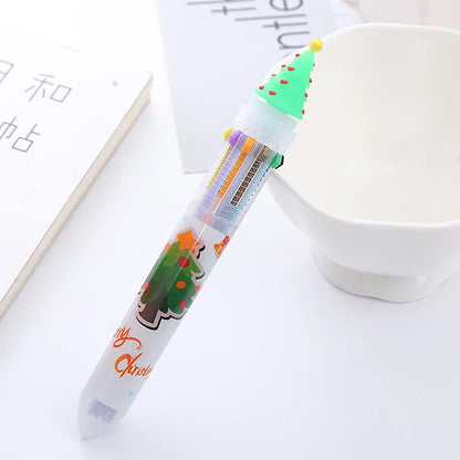 1 Piece Christmas Hat Christmas Tree Santa Claus Class Learning Christmas Ball Pen Refill Plastic Cute Ballpoint Pen