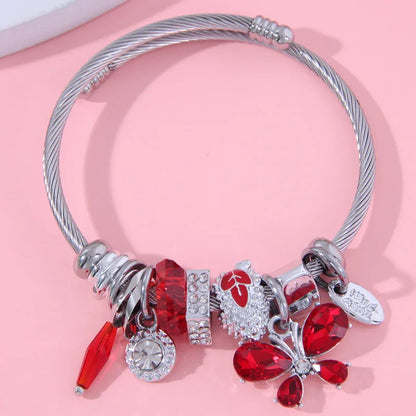 1 Piece Classic Style Butterfly Alloy Rhinestone Plating Rhinestones Women'S Bangle