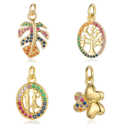 1 Piece Classic Style Cartoon Character Leaves Stainless Steel Plating Inlay Jewelry Accessories