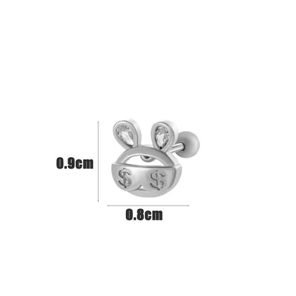 1 Piece Classic Style Heart Shape Bow Knot Inlay 316 Stainless Steel  Copper Zircon Ear Studs