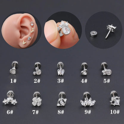 1 Piece Classic Style Heart Shape Polishing Plating Stainless Steel Copper Zircon 18K Gold Plated Ear Studs