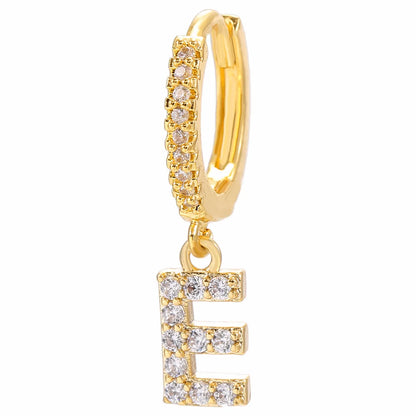 1 Piece Classic Style Letter Plating Inlay Copper Zircon 18K Gold Plated Drop Earrings