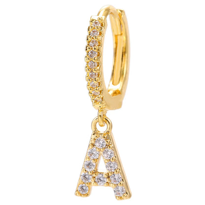 1 Piece Classic Style Letter Plating Inlay Copper Zircon 18K Gold Plated Drop Earrings