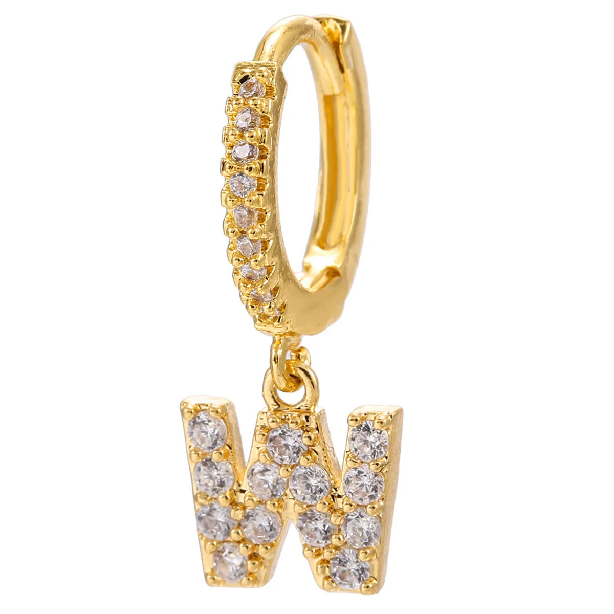 1 Piece Classic Style Letter Plating Inlay Copper Zircon 18K Gold Plated Drop Earrings