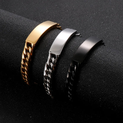 1 Piece Commute Geometric Titanium Steel Patchwork Plating 18k Gold Plated Men'S Bracelets