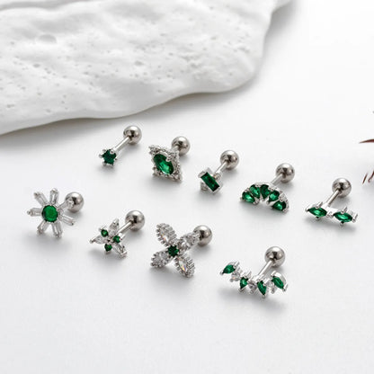 1 Piece Ear Cartilage Rings & Studs Commute Korean Style Sector Flower Copper Plating Inlay Zircon