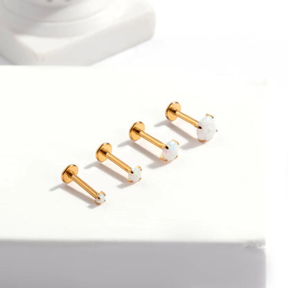 1 Piece Commute Round Inlay Titanium Gem Ear Studs