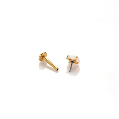 1 Piece Commute Round Inlay Titanium Gem Ear Studs