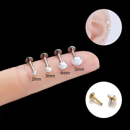 1 Piece Commute Round Inlay Titanium Gem Ear Studs