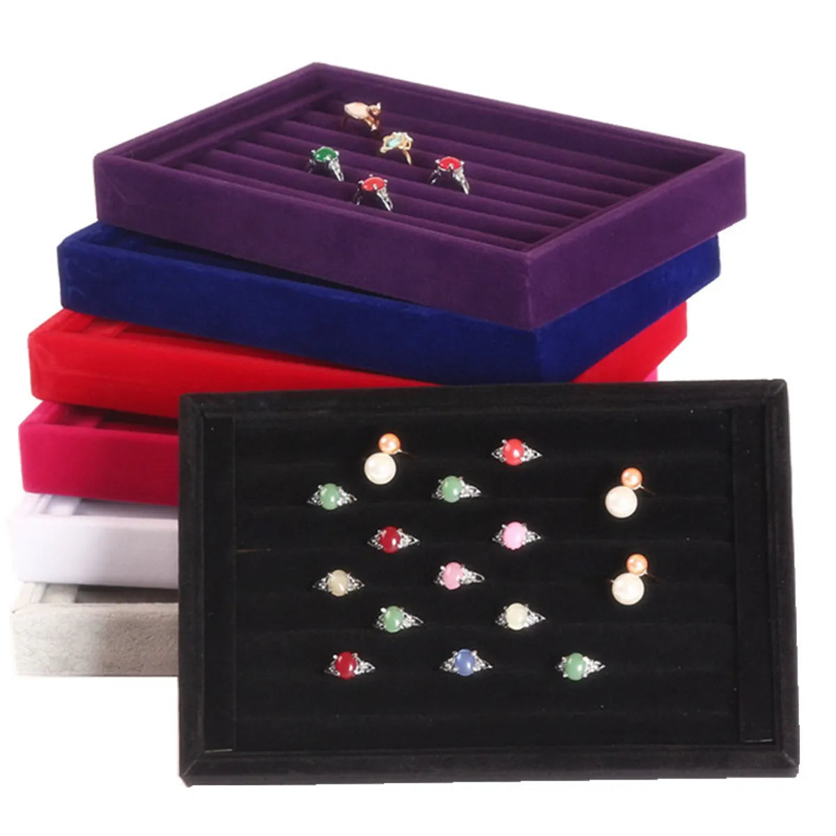 1 Piece Composite Material Flannel Simple Style Classic Style Solid Color Jewelry Boxes