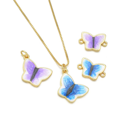 1 Piece Copper 18K Gold Plated Butterfly Pendant Chain