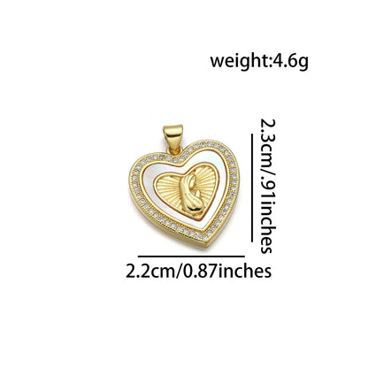 1 Piece Copper 18K Gold Plated Cross Heart Shape Pendant