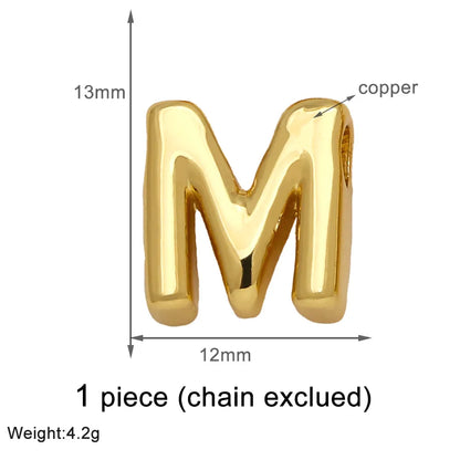 1 Piece Copper 18K Gold Plated Letter Pendant Chain