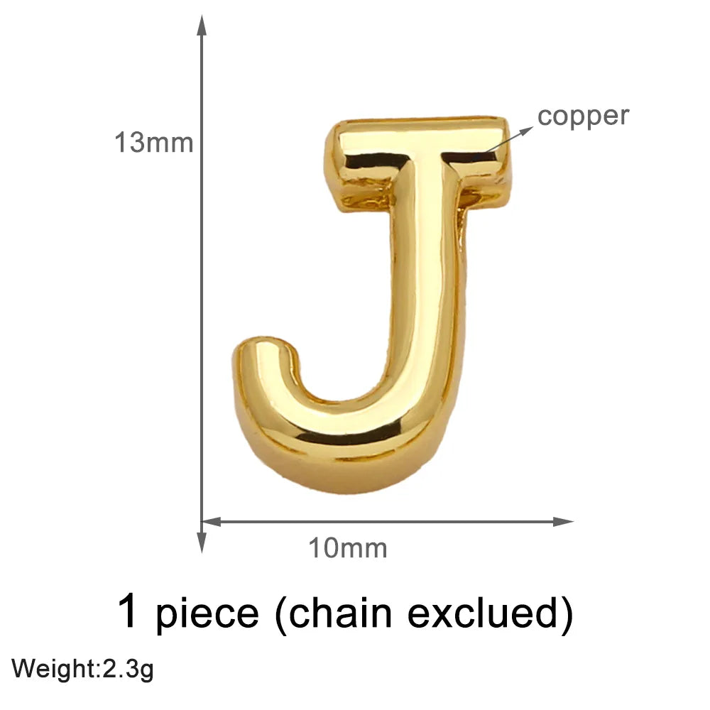 1 Piece Copper 18K Gold Plated Letter Pendant Chain