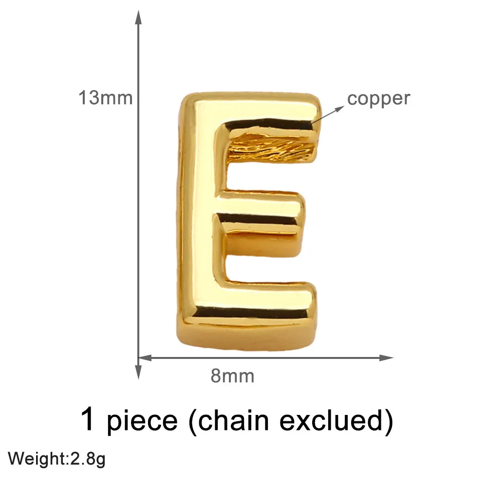 1 Piece Copper 18K Gold Plated Letter Pendant Chain