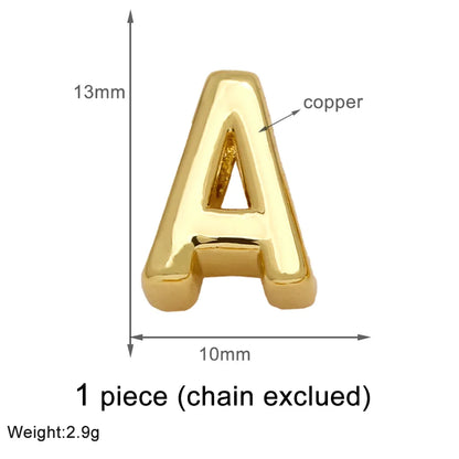 1 Piece Copper 18K Gold Plated Letter Pendant Chain