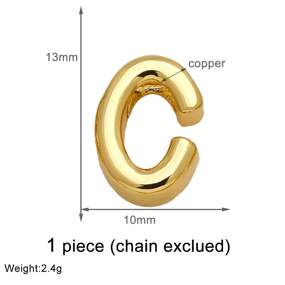 1 Piece Copper 18K Gold Plated Letter Pendant Chain