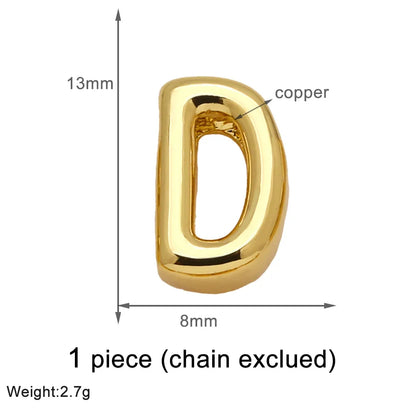 1 Piece Copper 18K Gold Plated Letter Pendant Chain