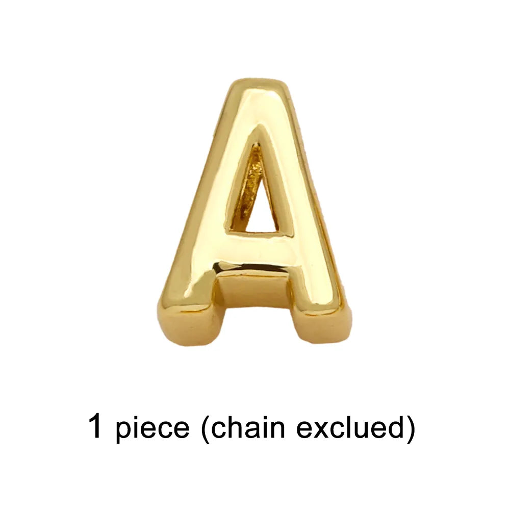 1 Piece Copper 18K Gold Plated Letter Pendant Chain