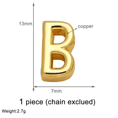 1 Piece Copper 18K Gold Plated Letter Pendant Chain