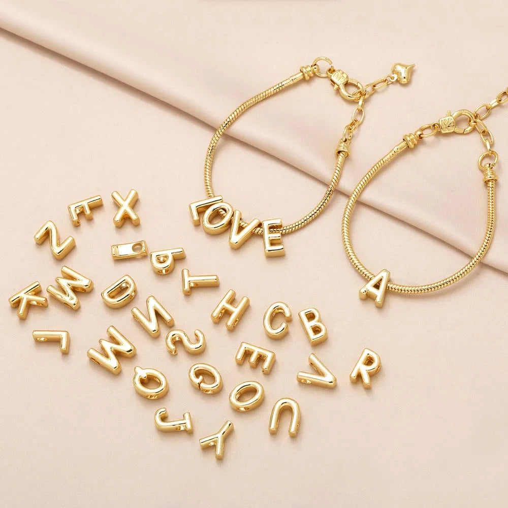 1 Piece Copper 18K Gold Plated Letter Pendant Chain