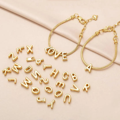 1 Piece Copper 18K Gold Plated Letter Pendant Chain