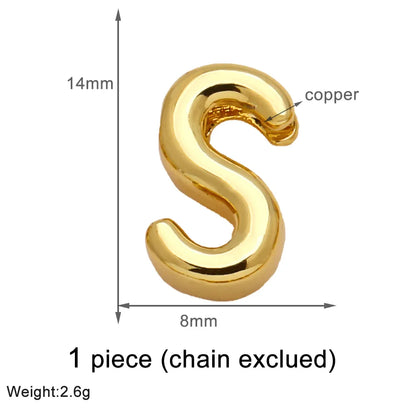 1 Piece Copper 18K Gold Plated Letter Pendant Chain