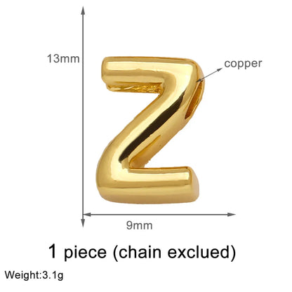 1 Piece Copper 18K Gold Plated Letter Pendant Chain