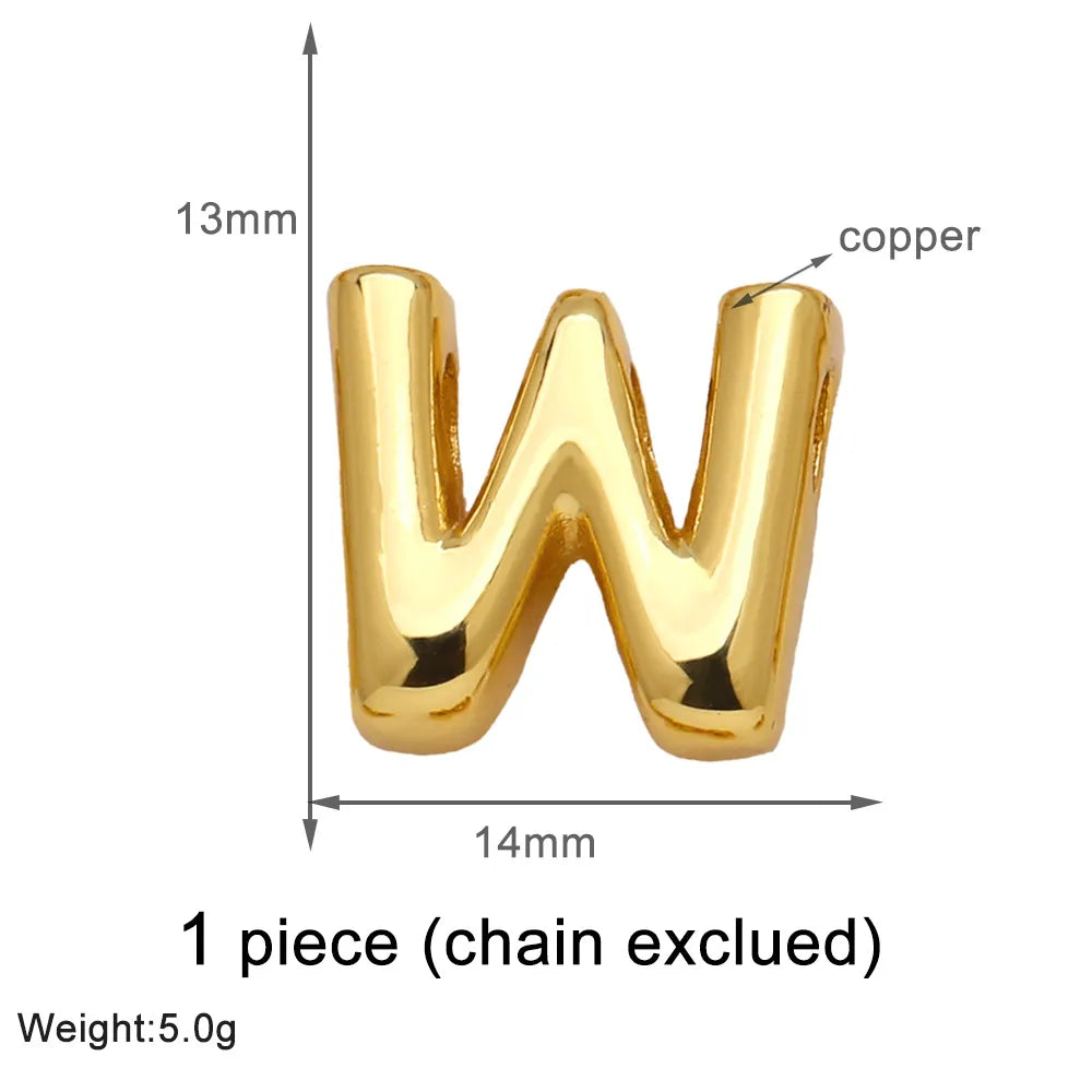 1 Piece Copper 18K Gold Plated Letter Pendant Chain