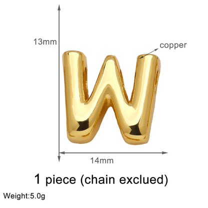 1 Piece Copper 18K Gold Plated Letter Pendant Chain